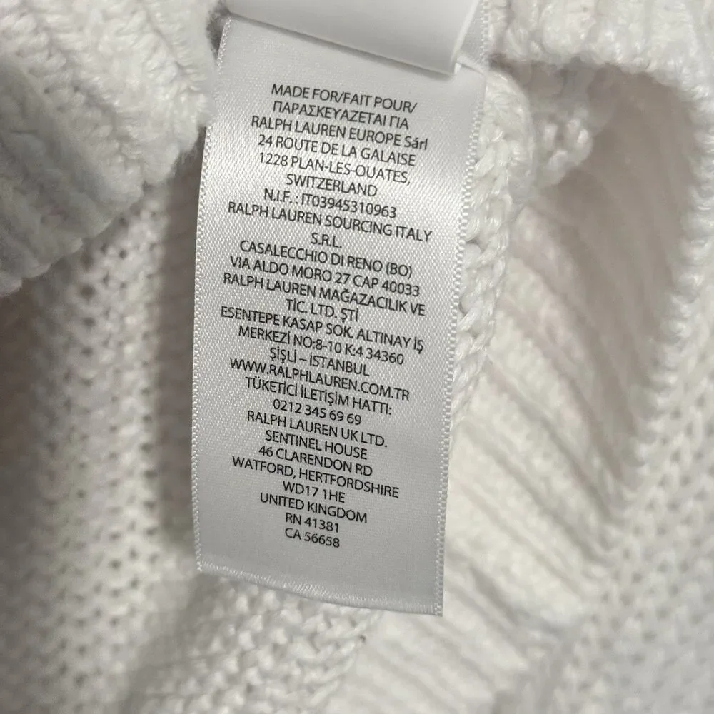Polo Ralph Lauren Women’s Linen-Cotton V-Neck White Cardigan Sz Medium NWT